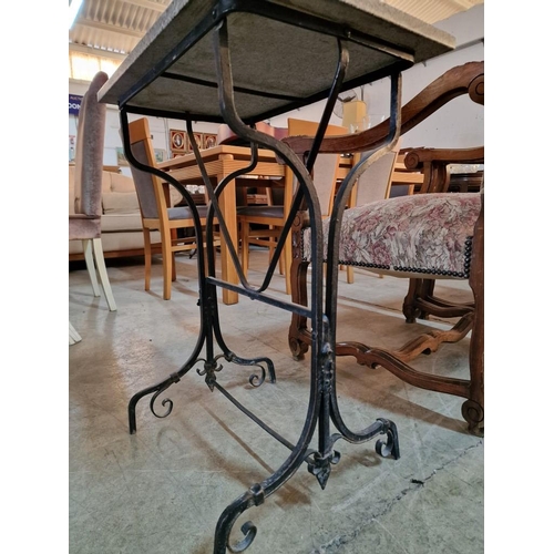 269 - Vintage Marble Topped Side Table with Black Metal Base, (Approx. 57 x 38 x 73cm)