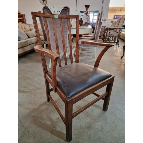 276 - Vintage Wooden Armchair with Padded Leather Seat