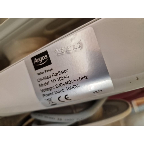 332 - Argos Oil Filled Radiator, (Model: NY10M-5), 1000w, * Basic Test and Working *