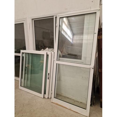 494 - White Finish Aluminium Double Glazed Door (Approx. 89 x 210cm), Together with 4 x Windows, (Approx. ... 