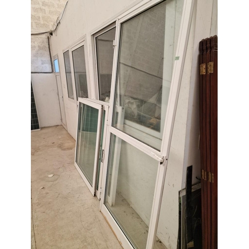 494 - White Finish Aluminium Double Glazed Door (Approx. 89 x 210cm), Together with 4 x Windows, (Approx. ... 