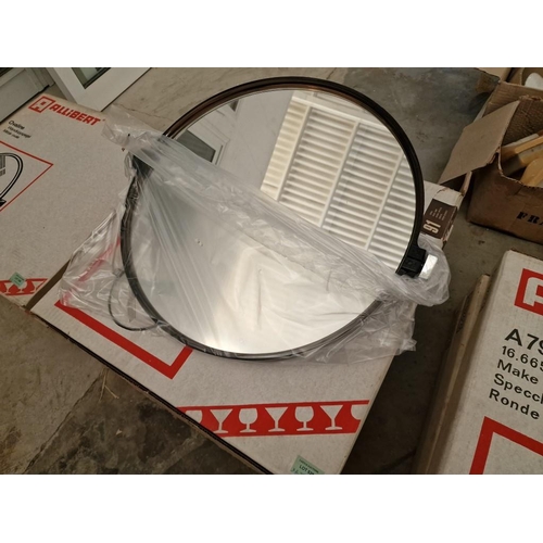 528 - 4 x 'AlliBert' Oval Shape Bathroom Make-Up Mirrors with Brown Colour Surround, Unused, (4)