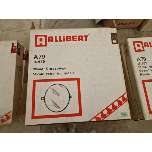 528 - 4 x 'AlliBert' Oval Shape Bathroom Make-Up Mirrors with Brown Colour Surround, Unused, (4)