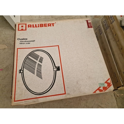 529 - 2 x 'AlliBert' Oval Shape Bathroom Make-Up Mirrors with Red Colour Surround, Unused, (2)