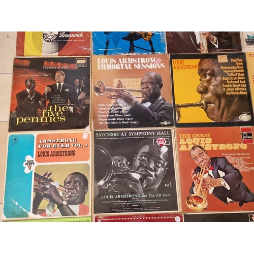 229 - Large Collection of Louis Armstrong Jazz LP Vinyl Records, (see multiple catalogue photos for titles... 