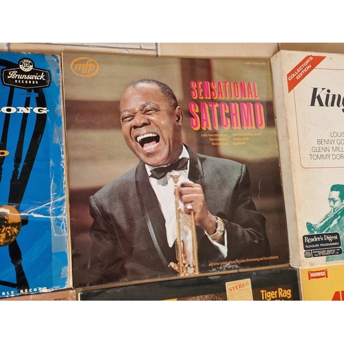 229 - Large Collection of Louis Armstrong Jazz LP Vinyl Records, (see multiple catalogue photos for titles... 