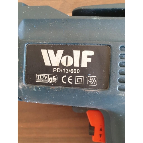 110 - Wolf Electric Hammer Drill, Reversable and Variable Speed in Cary Case with Quantity of Drill Bits e... 