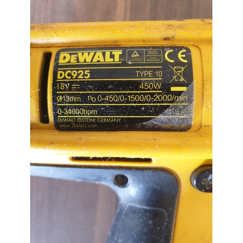 112 - DeWalt DC925 Cordless 18v Drill, Battery, Charger and Cary Case (Working, New Brushes Needed Inside)