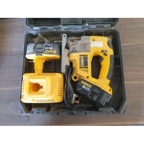 115 - DeWalt DW933 18v Cordless Jigsaw, Battery, 2x Charger and Carry Case (Basic Test and Working)