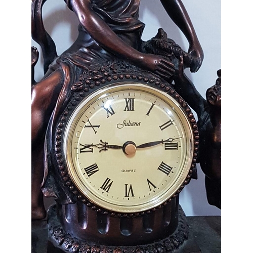 12 - Vintage Mantle Clock by Juliana 'Goddess and Cherubs' New Battery, working when Lotted (30 x 20 x 10... 