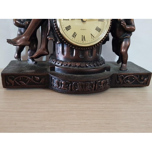 12 - Vintage Mantle Clock by Juliana 'Goddess and Cherubs' New Battery, working when Lotted (30 x 20 x 10... 