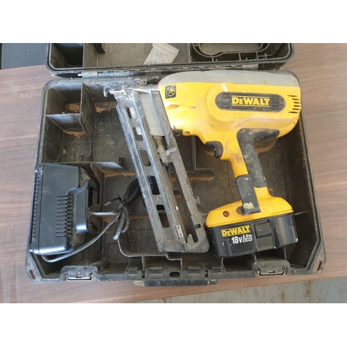 120 - DeWalt DC618 18v Cordless Nail Gun, Battery, Charger and Cary Case (a/f)