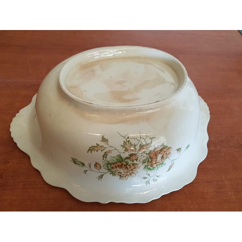 155 - Victorian High Ornate Floral Pattern Wash Basin and Pitcher , Gold Rim (Jug - 31cm/Bowl 47.5 x 15cm)