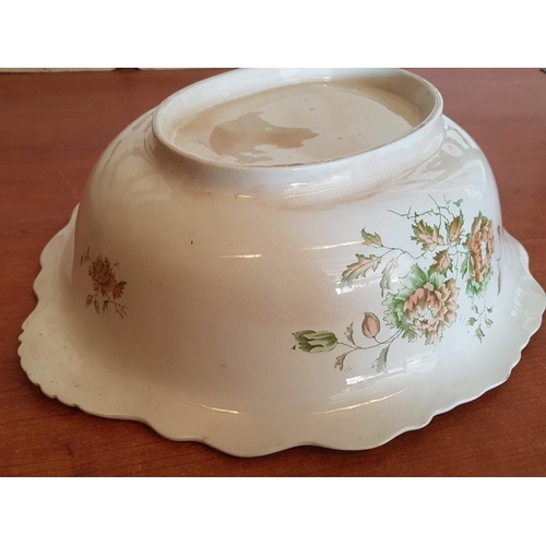 155 - Victorian High Ornate Floral Pattern Wash Basin and Pitcher , Gold Rim (Jug - 31cm/Bowl 47.5 x 15cm)