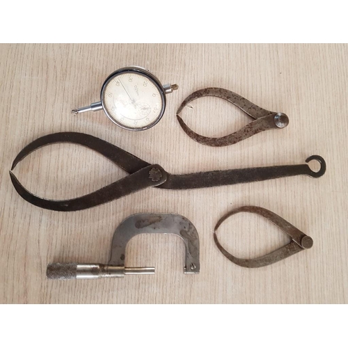 17 - 12 Vintage Engineers' Measuring Tools, Including 2 Micrometres, Depth Gauge, Callipers and Set Squar... 