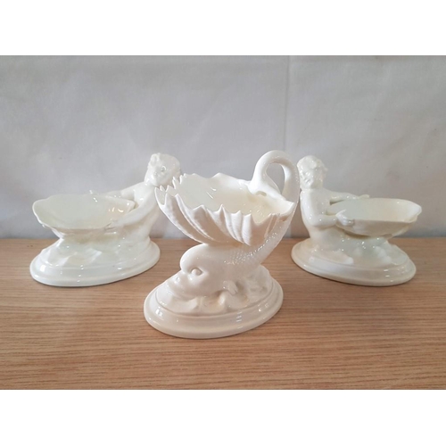 175 - Vintage Royal Worcester Blanc De Chine Figural Salt Dishes (No. 349, Salts in the Form of Merboy and... 