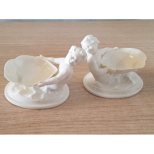 175 - Vintage Royal Worcester Blanc De Chine Figural Salt Dishes (No. 349, Salts in the Form of Merboy and... 