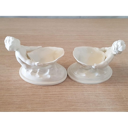 175 - Vintage Royal Worcester Blanc De Chine Figural Salt Dishes (No. 349, Salts in the Form of Merboy and... 