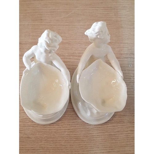 175 - Vintage Royal Worcester Blanc De Chine Figural Salt Dishes (No. 349, Salts in the Form of Merboy and... 