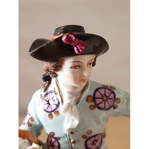 190 - Rare Early 20th Century Pair of Continental Sitzendorf (Germany) Porcelain Figure of a Young Coupe o... 