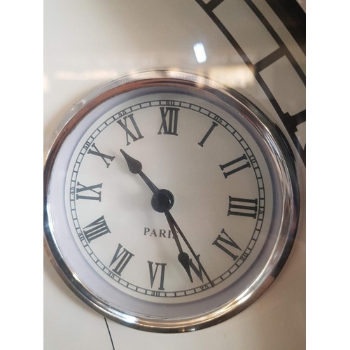 1 - 'London' Oversized Round Wall Clock with World Time, Glossy Black Surround and White Face, (Approx. ... 