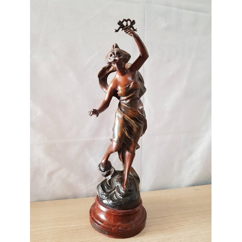 24 - Art Deco French Statue of 'Peace' by and signed C.H. Rucbot (43cm Tall)