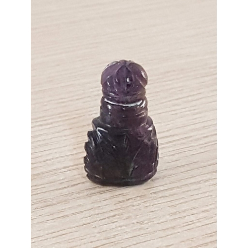 25 - Rare Amethyst Carved Miniature Perfume Bottle with Stopper