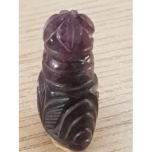 25 - Rare Amethyst Carved Miniature Perfume Bottle with Stopper