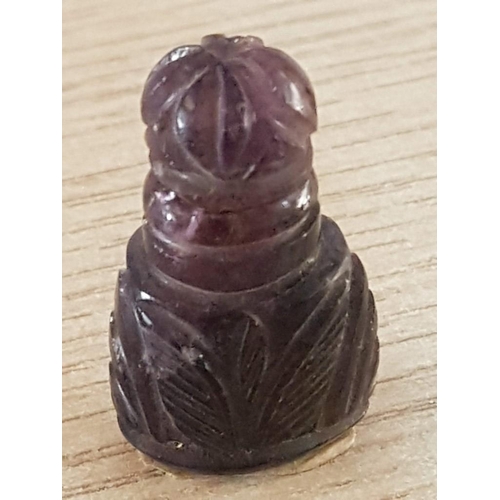 25 - Rare Amethyst Carved Miniature Perfume Bottle with Stopper