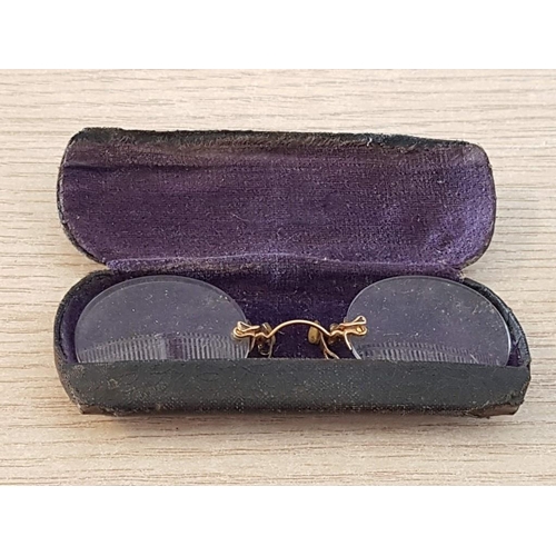 29 - Pair of Antique Gold Mounted 'Pince Nez' by Harrisons of Birmingham in Original Metal Case