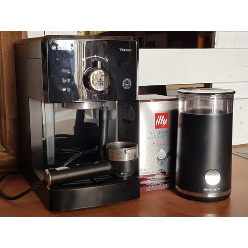 305 - Saeco Espresso Machine/Coffee Maker and Silver Crest Grinder Together with Coffee Capsules (Not Full... 