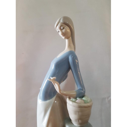 310 - Lladro Style Porcelain Figurine of 'Lady with Butterfly' (30cm H)