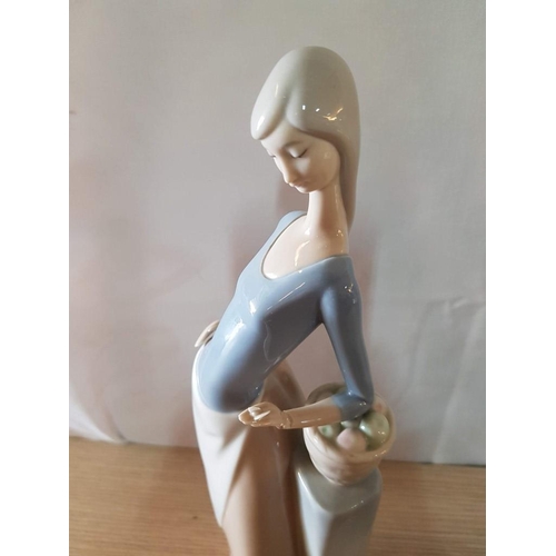 310 - Lladro Style Porcelain Figurine of 'Lady with Butterfly' (30cm H)