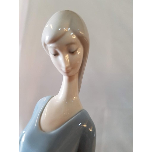 310 - Lladro Style Porcelain Figurine of 'Lady with Butterfly' (30cm H)