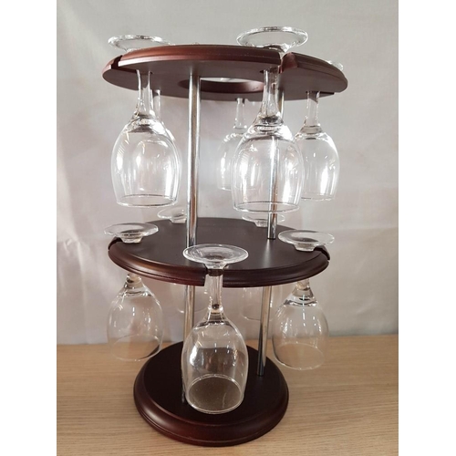 311 - Wood Mini Table Bar - Serving Stand (10x Wine Glasses and 1x Bottle of Wine Approx. 35cm x 23cm)