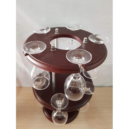 311 - Wood Mini Table Bar - Serving Stand (10x Wine Glasses and 1x Bottle of Wine Approx. 35cm x 23cm)