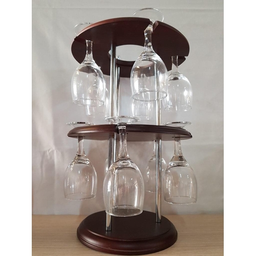 311 - Wood Mini Table Bar - Serving Stand (10x Wine Glasses and 1x Bottle of Wine Approx. 35cm x 23cm)