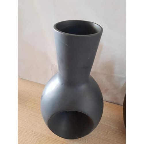 316 - Modern Ceramic Vases, Grey Tall Vase 38cm and Jug Vase with Handle 30cm