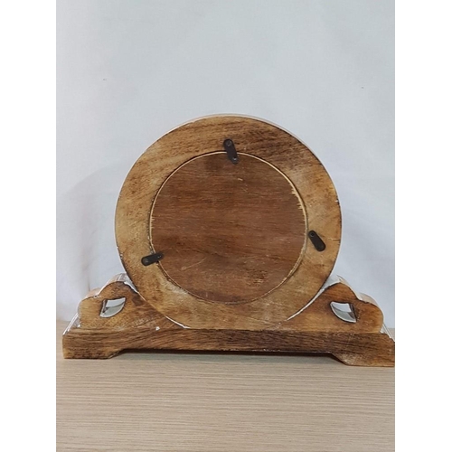 33 - Limed Oak Mantle Clock - White Dial Roman Numeral, New Battery, Working when Lotted (30 x 22cm