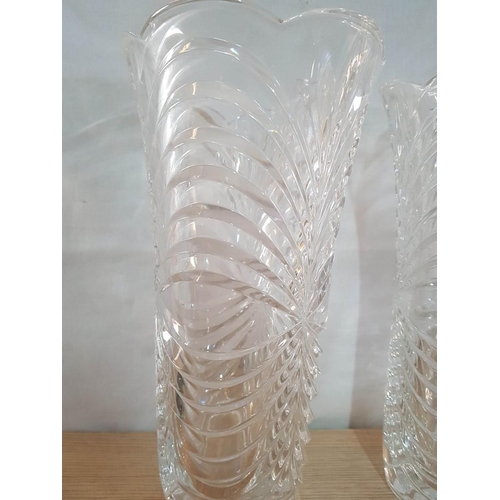 398 - 2 Tall Crystal Vases (30 x 14.5cm Each)