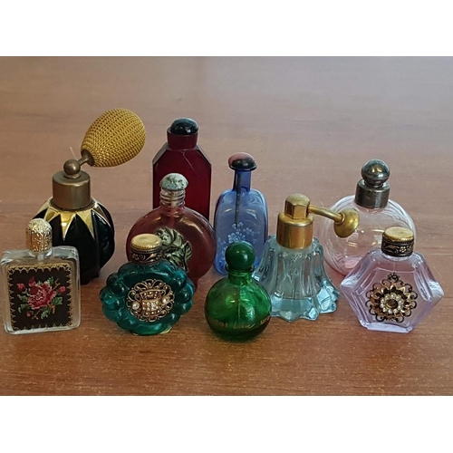 401 - Collection of 10x Colourful Decorative Glass Perfume and Snuff Bottles inc. Lovely Pink Glass Bottle... 