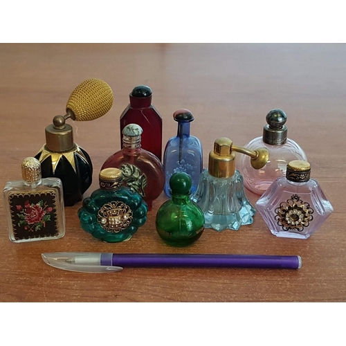 401 - Collection of 10x Colourful Decorative Glass Perfume and Snuff Bottles inc. Lovely Pink Glass Bottle... 