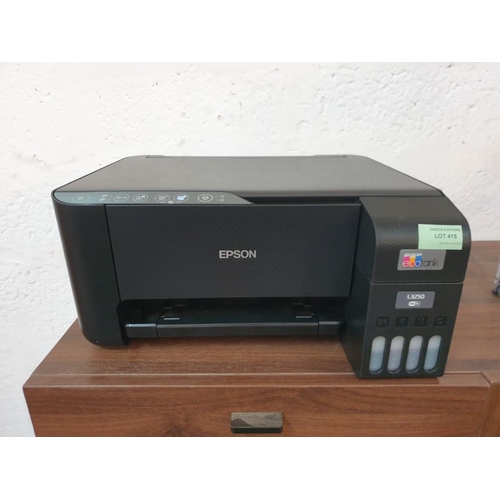 415 - Epson L3250 Wi-Fi All-in-One Inkjet Printer with Various Ink Top-Up Bottles and Manual, (untested)