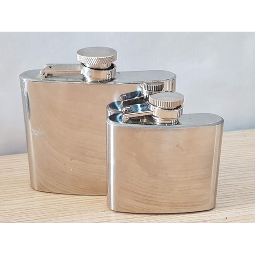 45 - 5 Hip Flasks - 2 Leather Bound