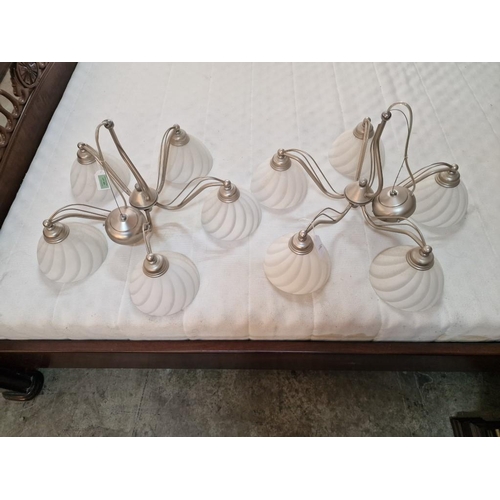 453 - Modern Five Arm Glass Chandelier 2x