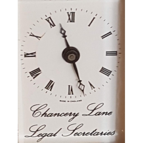 47 - Heavy Miniature Brass Carriage Clock 'Marked Chancery Lane, Legal Secretaries' New Battery, Working ... 