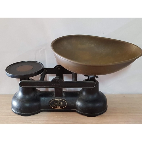 5 - Vintage Salter Staffordshire Cast Iron Kitchen Scales, Circa 1930s, Together with 4x Cast Iron Weigh... 