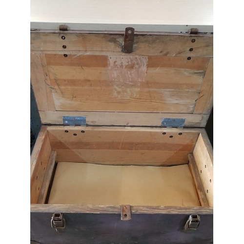 54 - Very Heavy Solid Wooden Carpenter's Chest with Clasps and Hasp (74 x 41 x 21cm)