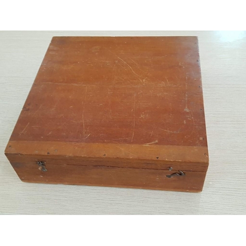 55 - Lidded Wooden Box with Hooks (33 x 33 x 10cm)