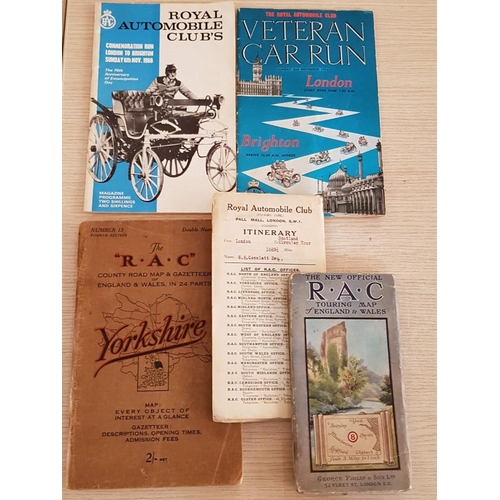 56 - Part of Social History of RAC - Touring Maps and Itineraries plus 4 Vintage RAC Badges